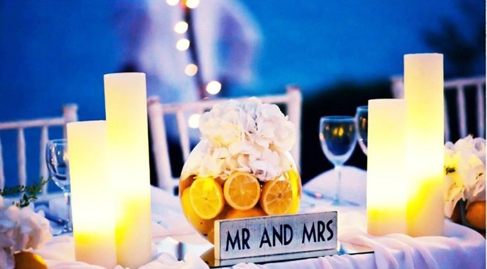 yellow wedding with lemon decoration
