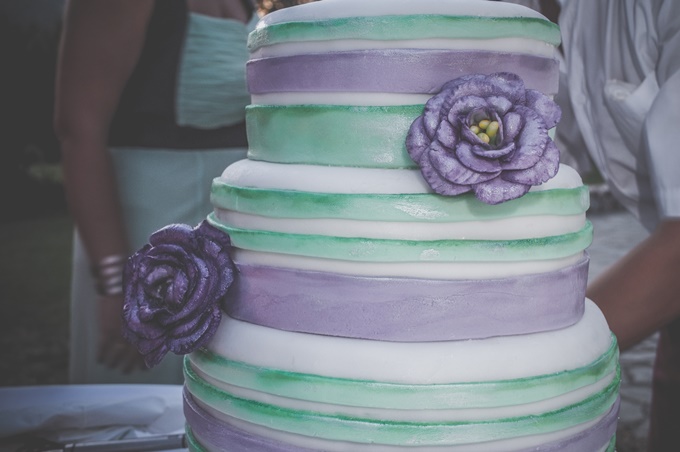 Purple and Mint wedding Cake