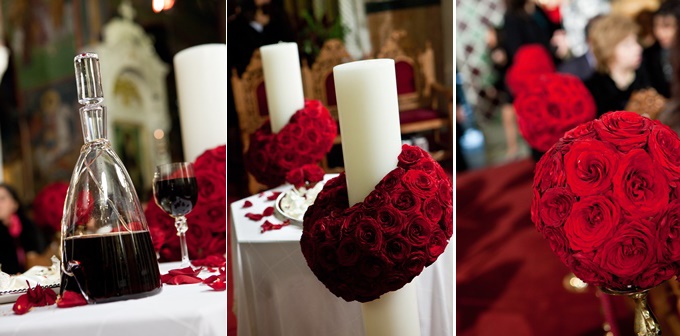 διακόσμηση γάμου με κόκκινα τριαντάφυλλα