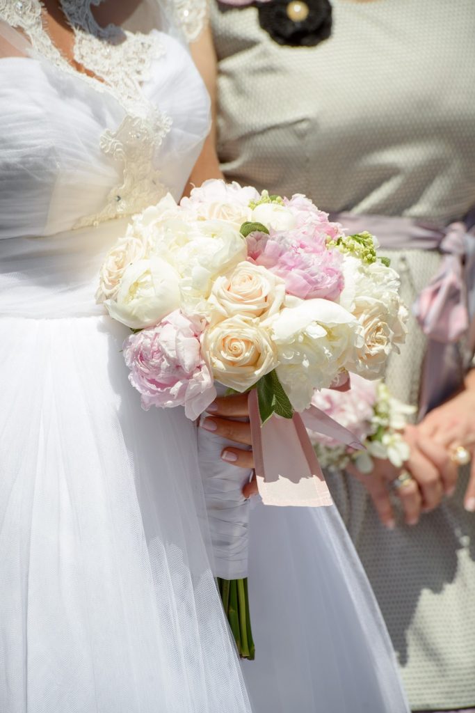 bridal bouquet with peonies
