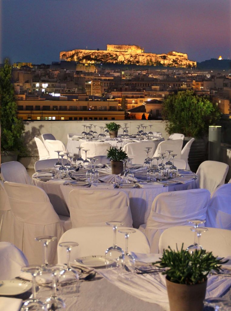 wedding reception venue with acropolis view