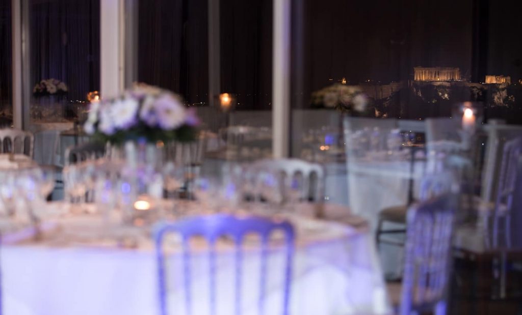wedding reception venue with lycabettus view