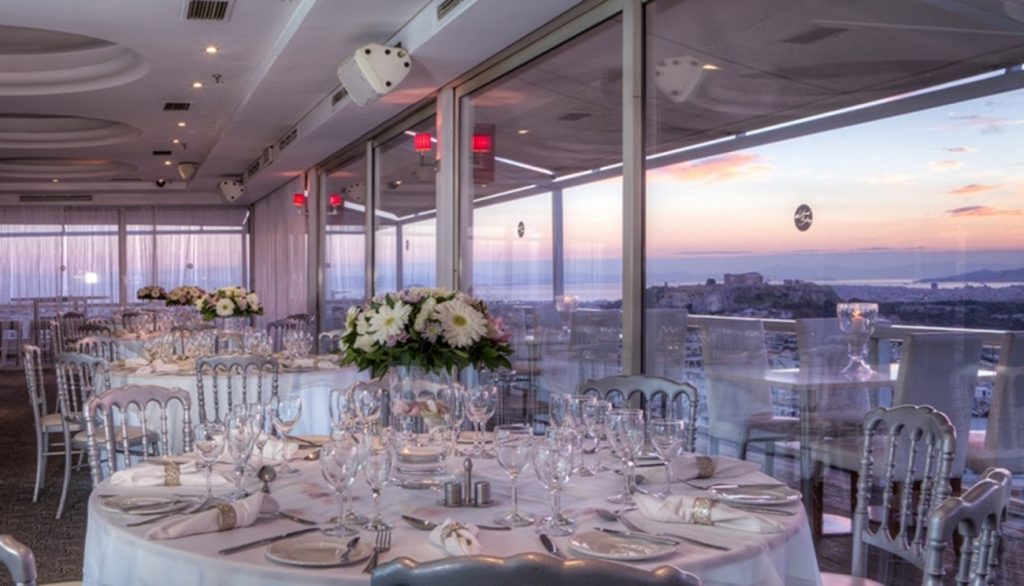 wedding reception with acropolis view