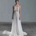 Romantic two piece wedding dress with lace crop top and tulle skirt Vasia Tzotzopoulou