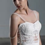 Two piece tulle wedding dress with lace top with transparencies and very thin lace strapsVasia Tzotzopoulou 2017