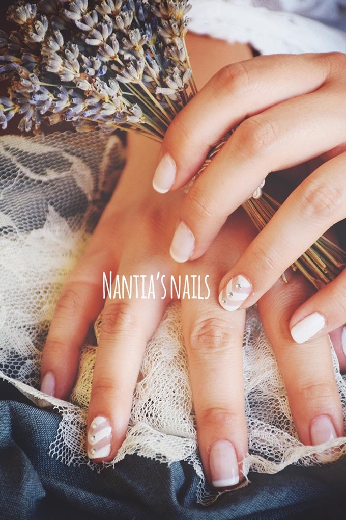 White bridal manicure