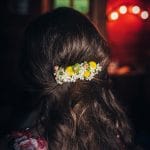 Bridal hair styling with flowers