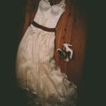 white wedding dress with lace Ourania Kay