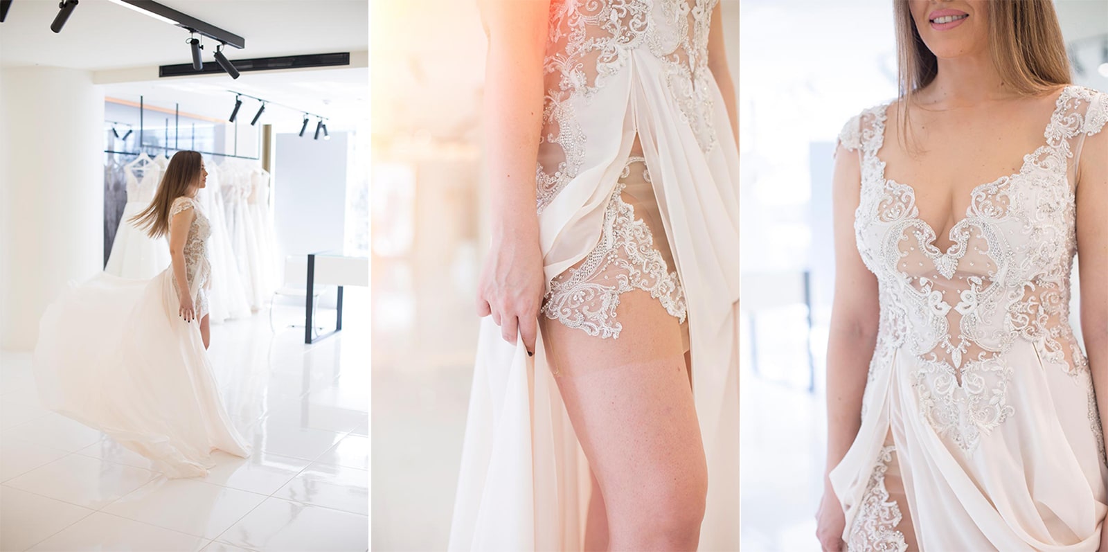 short wedding dress and ethereal skirt with edgy cuts