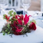 Nautical wedding decoration with coral flowers