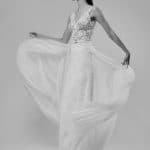 Sheath laced wedding dress with overskirt mairi mparola