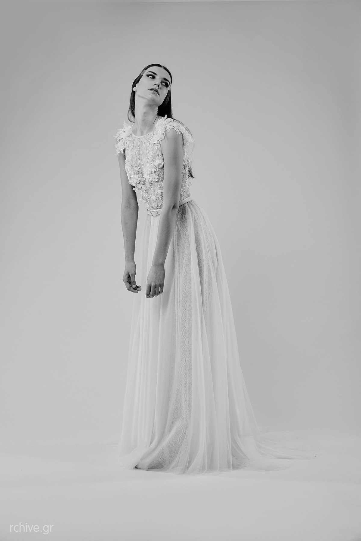 Ethereal wedding dress with closed neckline
