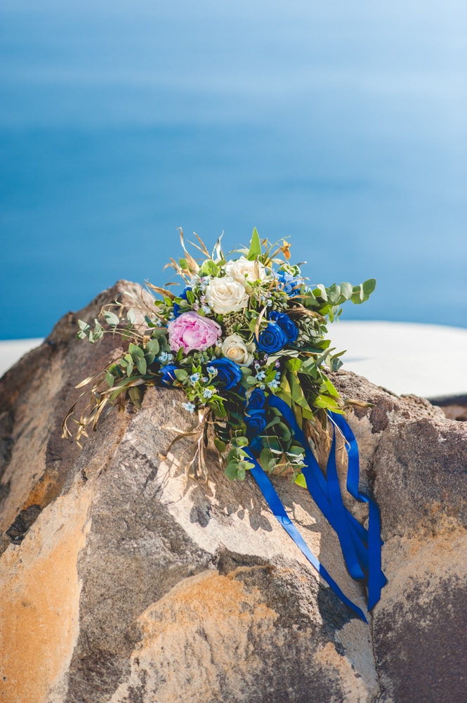 Blue bridal bouquet with roses
