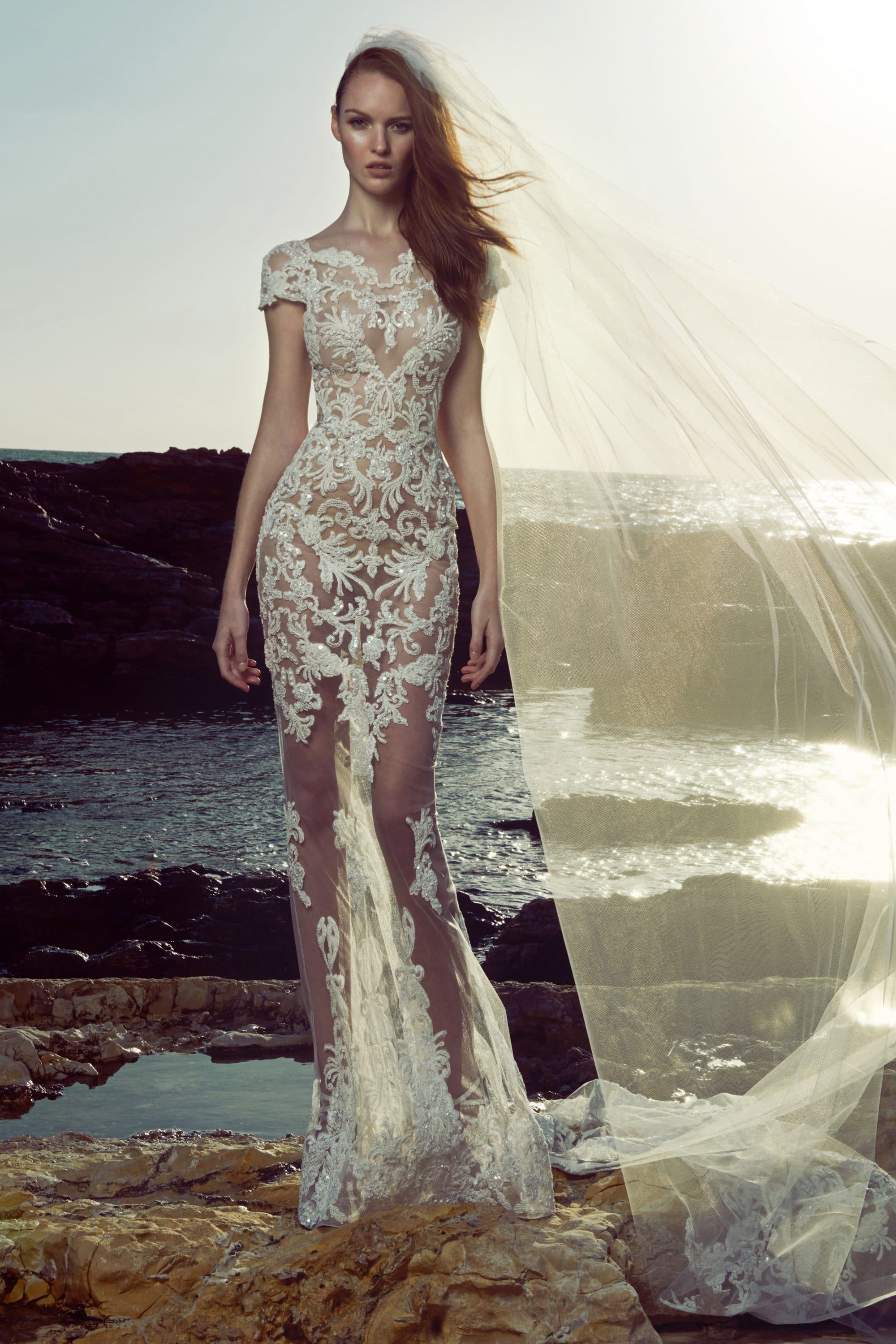 Tight wedding dress with lace and cup sleeves Zuhair Murad