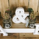 Wooden letters with the couple's monograms