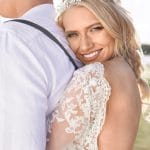 Long sleeved laced open back wedding dress Maggie Sottero