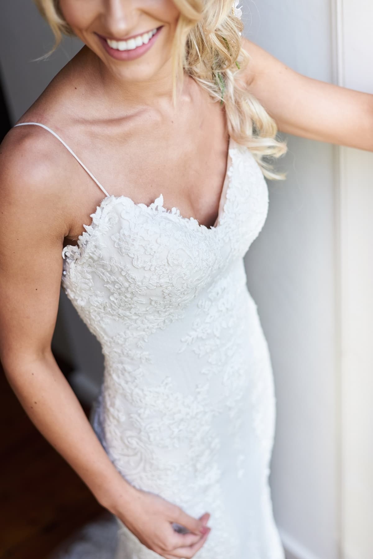 Laced wedding dress with heart shaped neckline Maggie Sottero