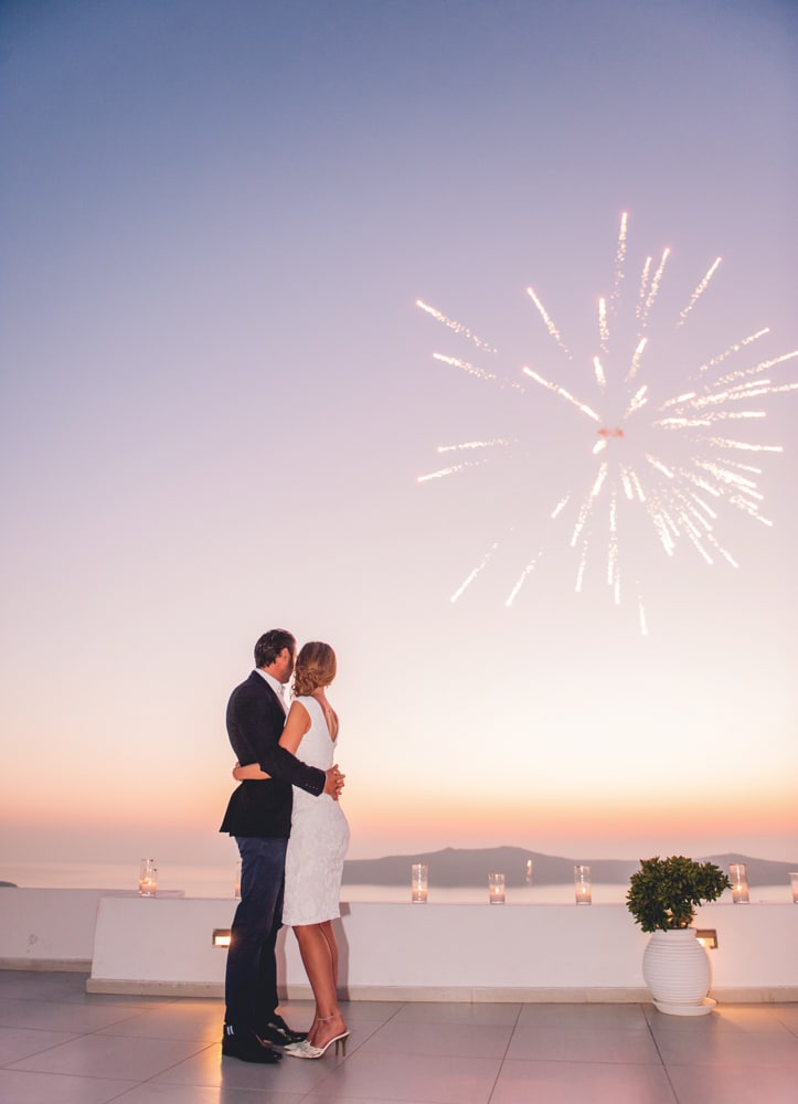 Romantic wedding proposal in Santorini