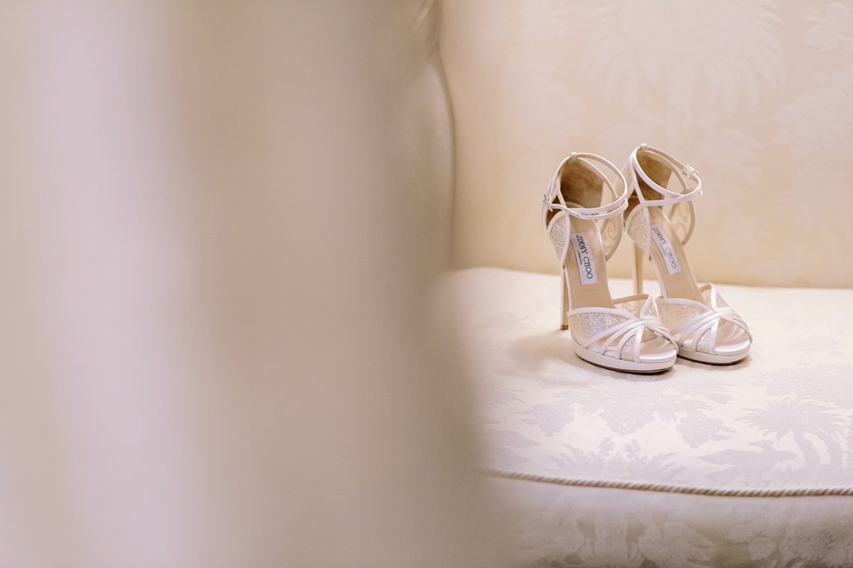 White laced bridal shoes Jimmy Choo