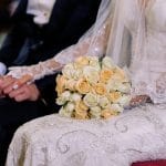 Romantic bridal bouquet with white roses