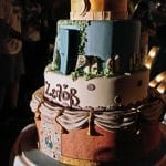 Wedding cake with the couple's love story