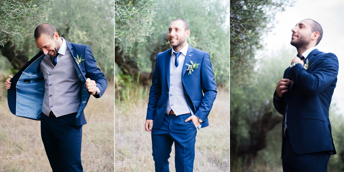 Ιδέες για μπλε κοστούμι γαμπρού με γιλέκο και γραβάτα