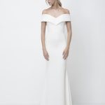Off shoulder white sleek wedding dress Lihi Hod
