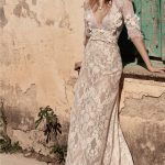 Boho wedding dress with long sleeves Christos Costarellos 2018