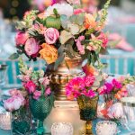 Boho summer glam romantic wedding decoration with roses