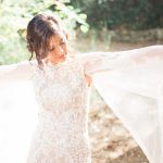 Trumpet laced wedding dress with long sleeves