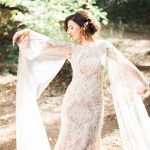 Trumpet laced wedding dress with long sleeves