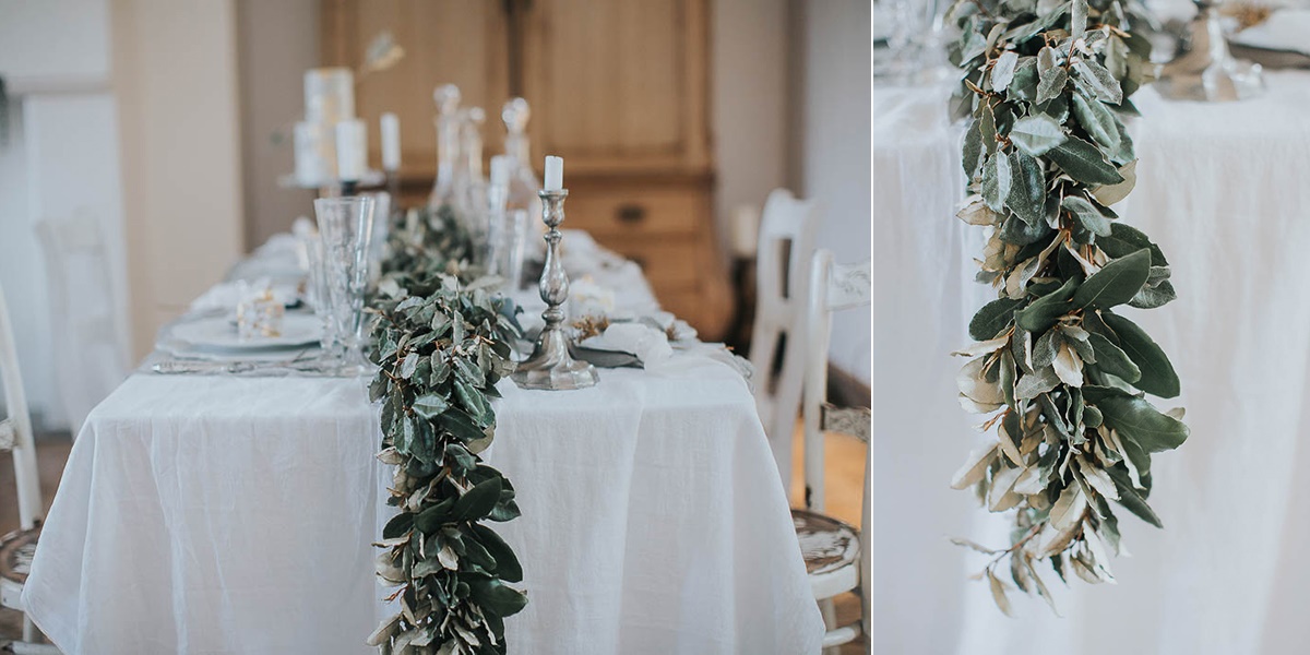 Rustic διακόσμηση γάμου με φύλλα ελιάς