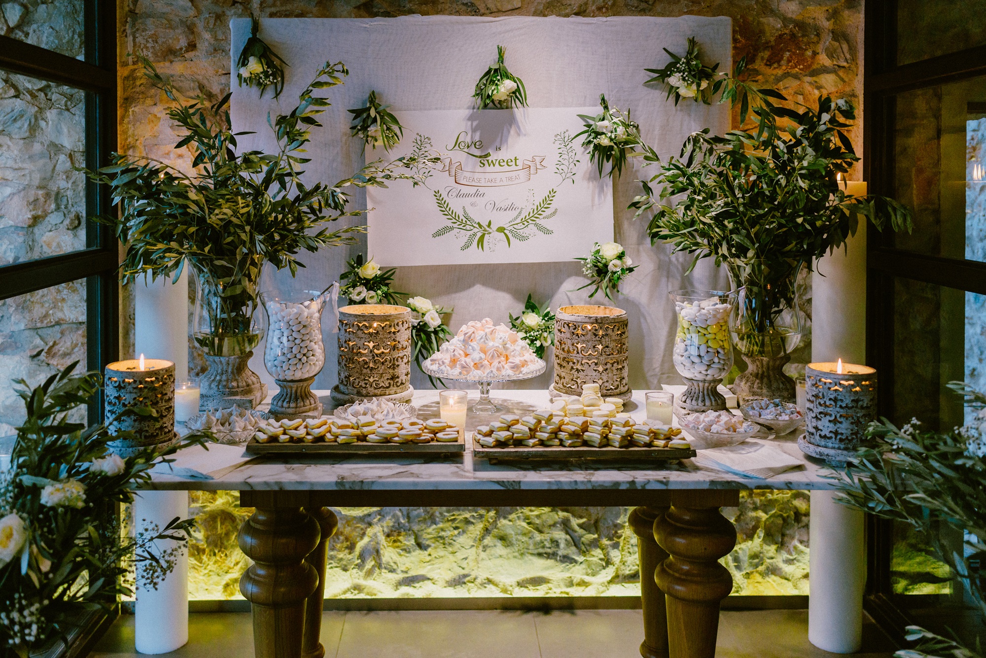 Romantic wedding in Athens with olive brunches