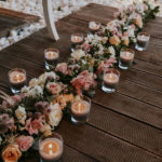 Rustic wedding with pink and golden shades