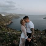 Stylish bohemian engagement session in Santorini